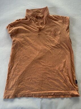 Patagonia Brown Short Sleeve Polo Shirt Men's Size M Pocket Collared Knit